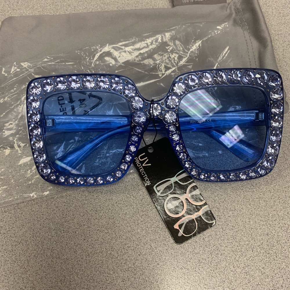Blue Bling Sunglasses